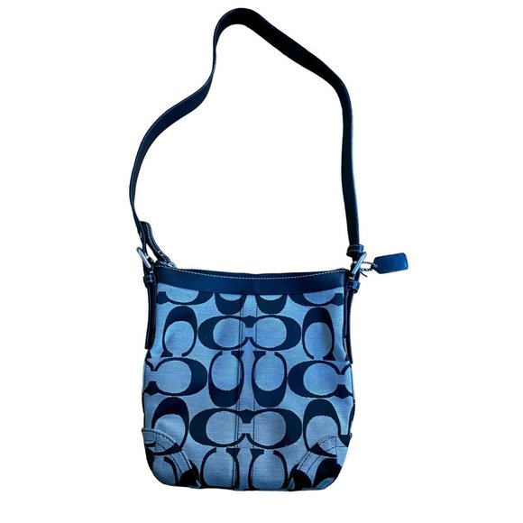 COACH Black Gray Signature Jacquard Convertible Handbag Authentic F13079 - Picture 2 of 6